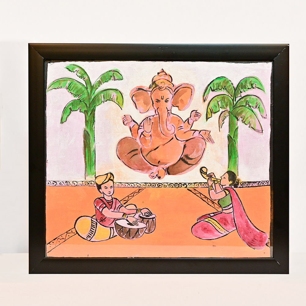 Handmade Traditional Wall Painting – Lord Ganesha with Musician